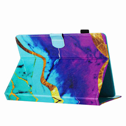 For 10 inch Universal Marble Pattern Stitching Leather Tablet Case(Purple Blue) - 10 - 11 inch by buy2fix | Online Shopping UK | buy2fix