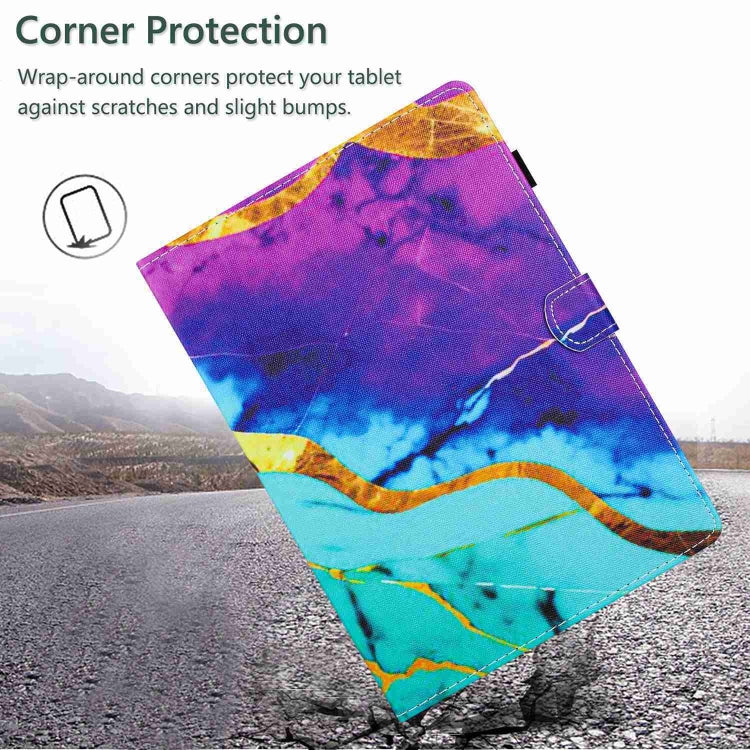 For 10 inch Universal Marble Pattern Stitching Leather Tablet Case(Purple Blue) - 10 - 11 inch by buy2fix | Online Shopping UK | buy2fix