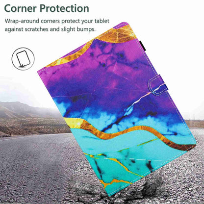 For 10 inch Universal Marble Pattern Stitching Leather Tablet Case(Purple Blue) - 10 - 11 inch by buy2fix | Online Shopping UK | buy2fix