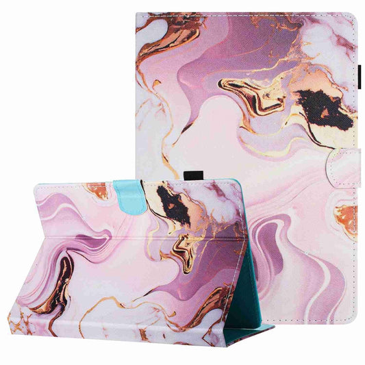 For 10 inch Universal Marble Pattern Stitching Leather Tablet Case(Gold Pink) - 10 - 11 inch by buy2fix | Online Shopping UK | buy2fix
