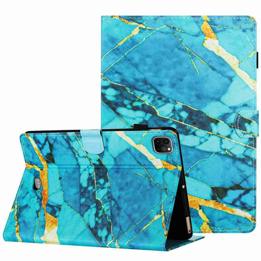 For iPad 11 Pro 2024 / 2020 / Air 4 10.9 Marble Pattern Stitching Smart Leather Tablet Case(Gold Blue) - iPad Air (2022) / (2020) 10.9 Cases by buy2fix | Online Shopping UK | buy2fix