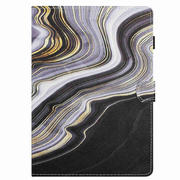For iPad 11 Pro 2024 / 2020 / Air 4 10.9 Marble Pattern Stitching Smart Leather Tablet Case(Black Gold) by buy2fix