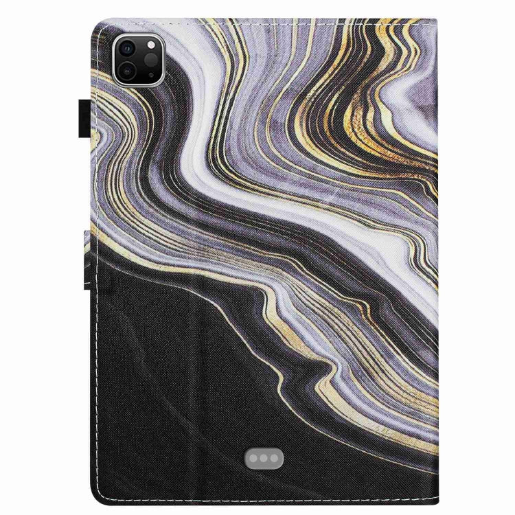 For iPad 11 Pro 2024 / 2020 / Air 4 10.9 Marble Pattern Stitching Smart Leather Tablet Case(Black Gold) by buy2fix