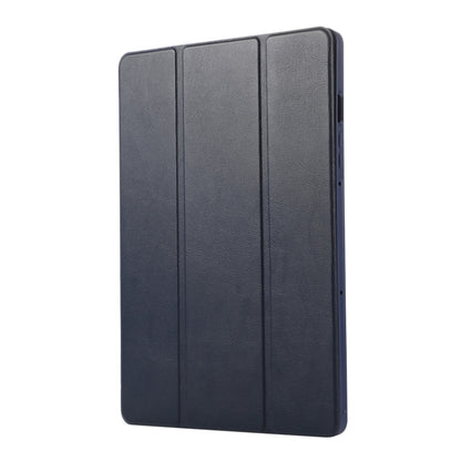 For Samsung Galaxy Tab S9 FE 3-Fold Pure Color TPU Leather Tablet Case with Pen Slot(Dark Blue) - Galaxy Tab S9 FE by buy2fix | Online Shopping UK | buy2fix