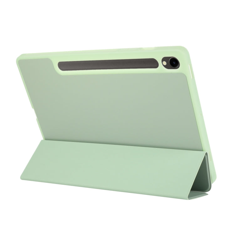 For Samsung Galaxy Tab S9 FE 3-Fold Pure Color TPU Leather Tablet Case with Pen Slot(Green) - Galaxy Tab S9 FE by buy2fix | Online Shopping UK | buy2fix