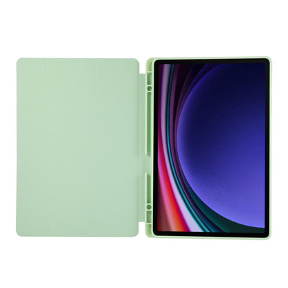 For Samsung Galaxy Tab S9+ 3-Fold Pure Color TPU Leather Tablet Case with Pen Slot(Green) - Galaxy Tab S9+ Cases by buy2fix | Online Shopping UK | buy2fix