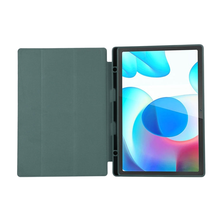 For Samsung Galaxy Tab A9+ 3-Fold Pure Color TPU Leather Tablet Case with Pen Slot(Dark Green) - Galaxy Tab A9+ by buy2fix | Online Shopping UK | buy2fix