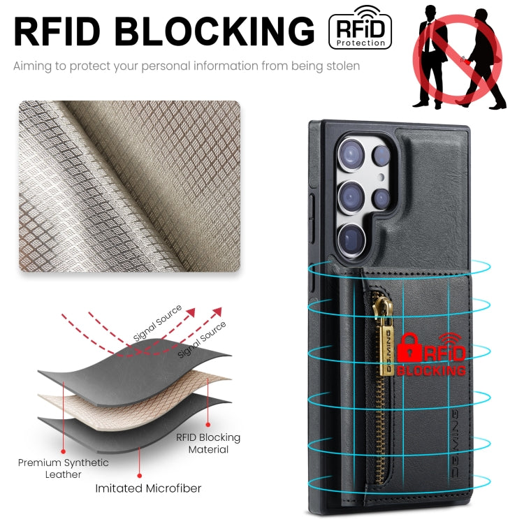 For Samsung Galaxy S23 Ultra DG.MING M5 Series Zip RFID Multi Card Detachable Leather Phone Case(Black) by DG.MING