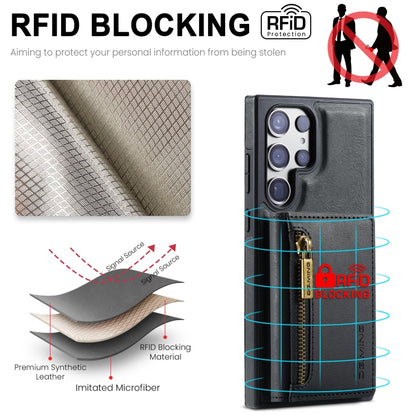 For Samsung Galaxy S23 Ultra DG.MING M5 Series Zip RFID Multi Card Detachable Leather Phone Case(Black) by DG.MING
