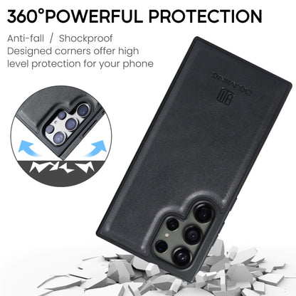 For Samsung Galaxy S23 Ultra DG.MING M5 Series Zip RFID Multi Card Detachable Leather Phone Case(Black) by DG.MING