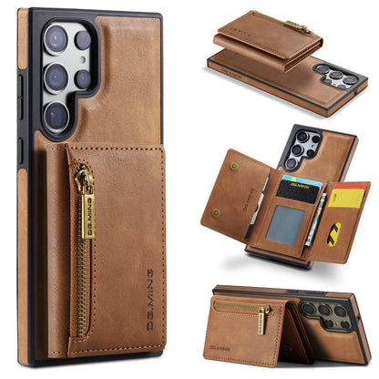 For Samsung Galaxy S23 Ultra DG.MING M5 Series Zip RFID Multi Card Detachable Leather Phone Case(Brown) by DG.MING