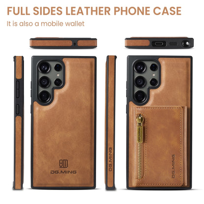 For Samsung Galaxy S23 Ultra DG.MING M5 Series Zip RFID Multi Card Detachable Leather Phone Case(Brown) by DG.MING