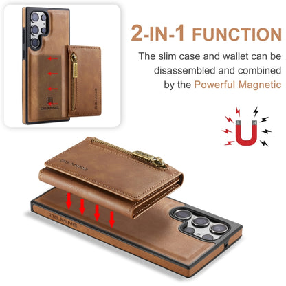 For Samsung Galaxy S23 Ultra DG.MING M5 Series Zip RFID Multi Card Detachable Leather Phone Case(Brown) by DG.MING