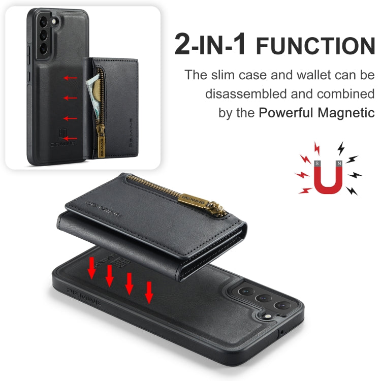 For Samsung Galaxy S22 DG.MING M5 Series Zip RFID Multi Card Detachable Leather Phone Case(Black) by DG.MING