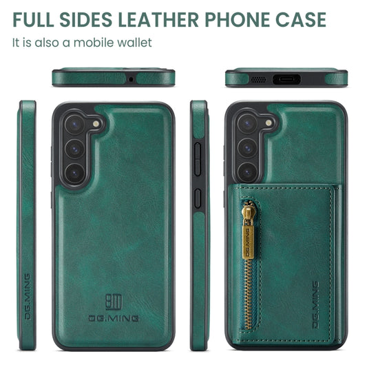 For Samsung Galaxy S23 DG.MING M5 Series Zip RFID Multi Card Detachable Leather Phone Case(Green) by DG.MING