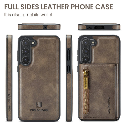 For Samsung Galaxy S23+ DG.MING M5 Series Zip RFID Multi Card Detachable Leather Phone Case(Coffee) by DG.MING
