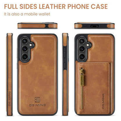 For Samsung Galaxy S23 FE 5G DG.MING M5 Series Zip RFID Multi Card Detachable Leather Phone Case(Brown) - Galaxy S23 FE 5G Cases by DG.MING | Online Shopping UK | buy2fix