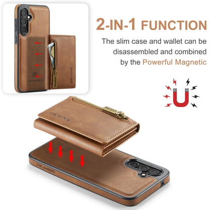 For Samsung Galaxy S23 FE 5G DG.MING M5 Series Zip RFID Multi Card Detachable Leather Phone Case(Brown) - Galaxy S23 FE 5G Cases by DG.MING | Online Shopping UK | buy2fix