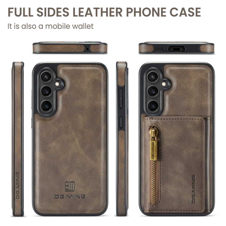 For Samsung Galaxy S23 FE 5G DG.MING M5 Series Zip RFID Multi Card Detachable Leather Phone Case(Coffee) by DG.MING