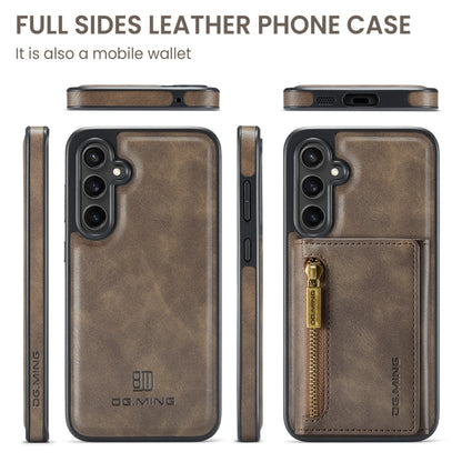 For Samsung Galaxy S23 FE 5G DG.MING M5 Series Zip RFID Multi Card Detachable Leather Phone Case(Coffee) by DG.MING