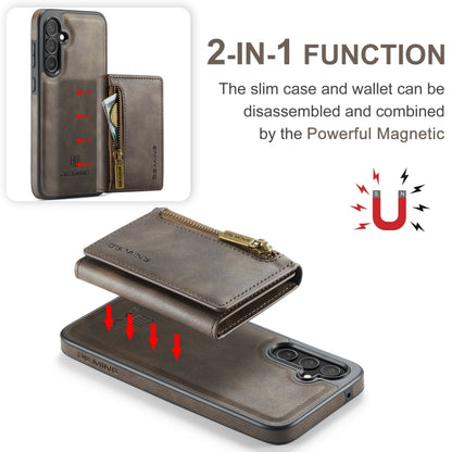 For Samsung Galaxy S23 FE 5G DG.MING M5 Series Zip RFID Multi Card Detachable Leather Phone Case(Coffee) by DG.MING