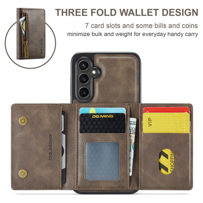 For Samsung Galaxy S23 FE 5G DG.MING M5 Series Zip RFID Multi Card Detachable Leather Phone Case(Coffee) by DG.MING