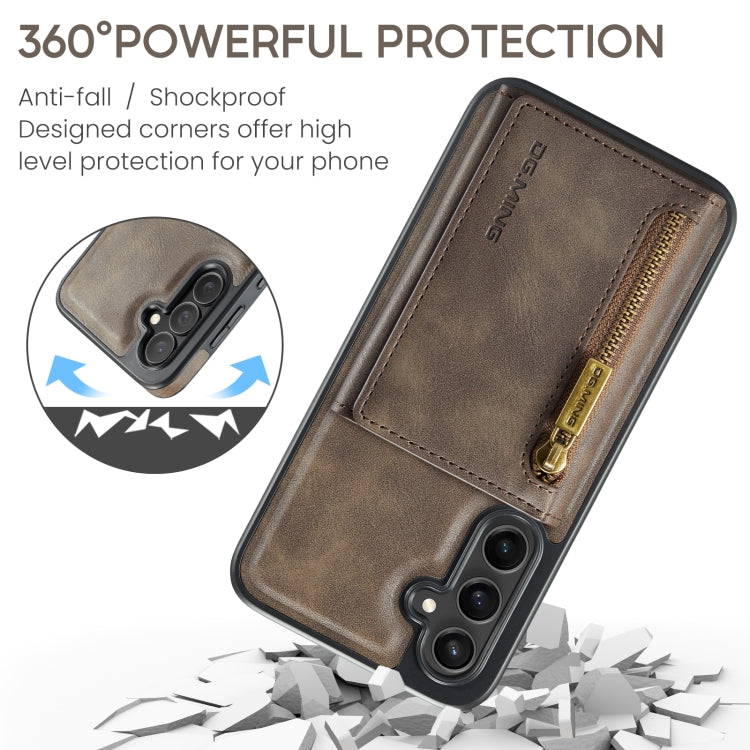For Samsung Galaxy S23 FE 5G DG.MING M5 Series Zip RFID Multi Card Detachable Leather Phone Case(Coffee) by DG.MING