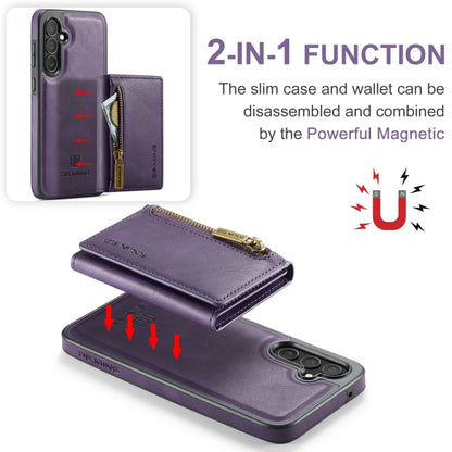 For Samsung Galaxy S23 FE 5G DG.MING M5 Series Zip RFID Multi Card Detachable Leather Phone Case(Purple) by DG.MING