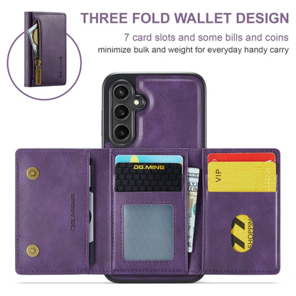 For Samsung Galaxy S23 FE 5G DG.MING M5 Series Zip RFID Multi Card Detachable Leather Phone Case(Purple) by DG.MING