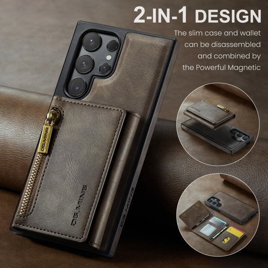 For Samsung Galaxy S24 Ultra 5G DG.MING M5 Series Zip RFID Multi Card Detachable Leather Phone Case(Coffee) by DG.MING