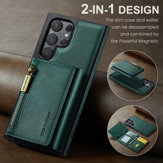 For Samsung Galaxy S24 Ultra 5G DG.MING M5 Series Zip RFID Multi Card Detachable Leather Phone Case(Green) by DG.MING
