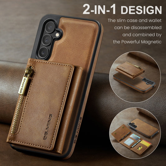 For Samsung Galaxy S24 5G DG.MING M5 Series Zip RFID Multi Card Detachable Leather Phone Case(Brown) by DG.MING