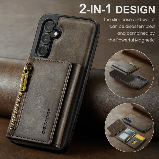 For Samsung Galaxy S24 5G DG.MING M5 Series Zip RFID Multi Card Detachable Leather Phone Case(Coffee) by DG.MING