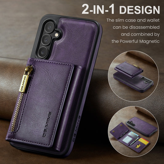 For Samsung Galaxy S24 5G DG.MING M5 Series Zip RFID Multi Card Detachable Leather Phone Case(Purple) by DG.MING
