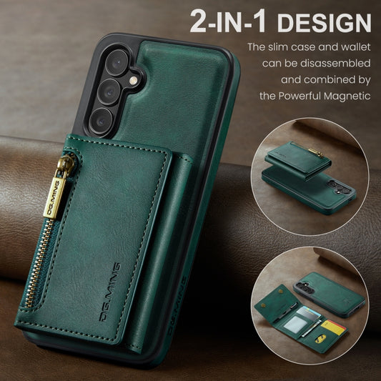 For Samsung Galaxy S24 5G DG.MING M5 Series Zip RFID Multi Card Detachable Leather Phone Case(Green) by DG.MING