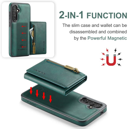 For Samsung Galaxy S24 FE 5G DG.MING M5 Series Zip RFID Multi Card Detachable Leather Phone Case(Green) - Galaxy S24 FE 5G Cases by DG.MING | Online Shopping UK | buy2fix