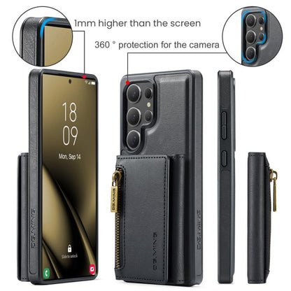 For Samsung Galaxy S25 Ultra 5G DG.MING M5 Series Zip RFID Multi Card Detachable Leather Phone Case(Black) - Galaxy S25 Ultra 5G Cases by DG.MING | Online Shopping UK | buy2fix
