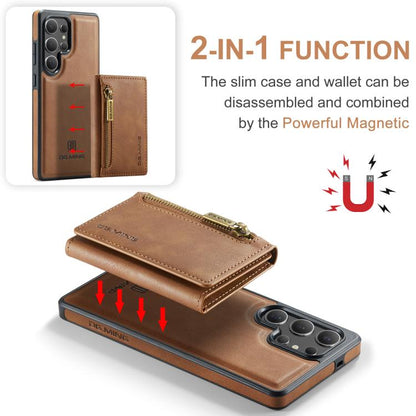 For Samsung Galaxy S25 Ultra 5G DG.MING M5 Series Zip RFID Multi Card Detachable Leather Phone Case(Brown) - Galaxy S25 Ultra 5G Cases by DG.MING | Online Shopping UK | buy2fix