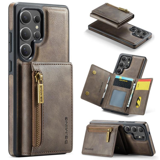 For Samsung Galaxy S25 Ultra 5G DG.MING M5 Series Zip RFID Multi Card Detachable Leather Phone Case(Coffee) - Galaxy S25 Ultra 5G Cases by DG.MING | Online Shopping UK | buy2fix