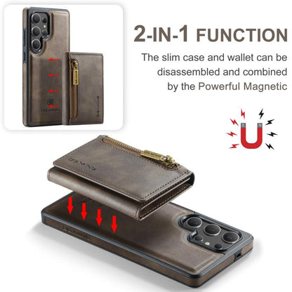 For Samsung Galaxy S25 Ultra 5G DG.MING M5 Series Zip RFID Multi Card Detachable Leather Phone Case(Coffee) - Galaxy S25 Ultra 5G Cases by DG.MING | Online Shopping UK | buy2fix