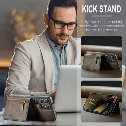 For Samsung Galaxy S25 Ultra 5G DG.MING M5 Series Zip RFID Multi Card Detachable Leather Phone Case(Coffee) - Galaxy S25 Ultra 5G Cases by DG.MING | Online Shopping UK | buy2fix