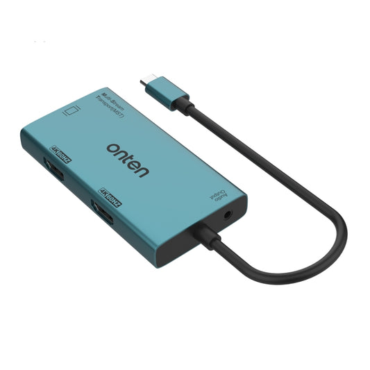 Onten M206 4K 60Hz 4 in 1 Type-C to Dual HDMI + VGA + 3.5mm Video Converter Adapter by Onten