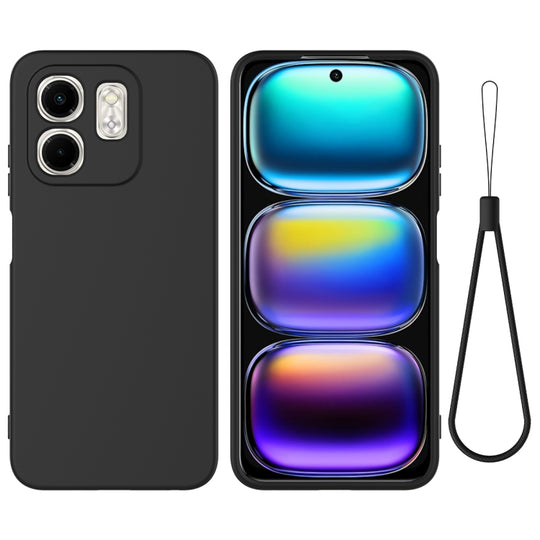 For Infinix Smart 9 Solid Color Liquid Silicone Dropproof Full Coverage Phone Case(Black)