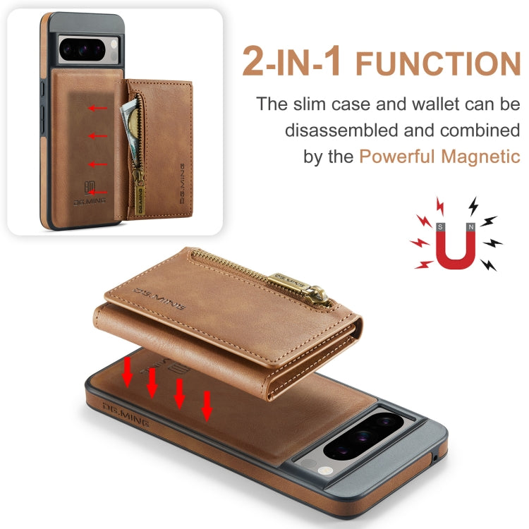 For Google Pixel 8 Pro DG.MING M5 Series Zip RFID Multi Card Detachable Leather Phone Case(Brown) by DG.MING