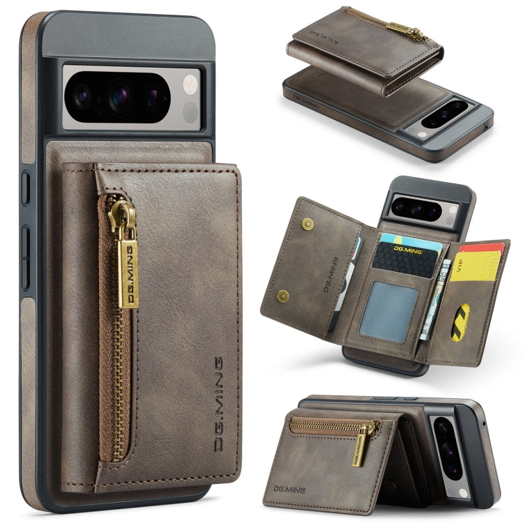 For Google Pixel 8 Pro DG.MING M5 Series Zip RFID Multi Card Detachable Leather Phone Case(Coffee) by DG.MING