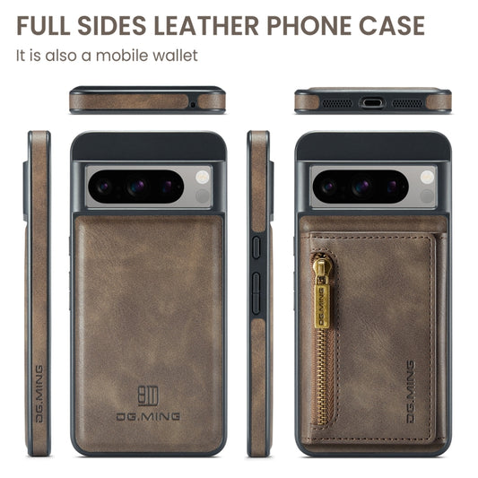 For Google Pixel 8 Pro DG.MING M5 Series Zip RFID Multi Card Detachable Leather Phone Case(Coffee) by DG.MING