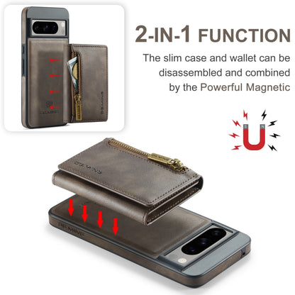 For Google Pixel 8 Pro DG.MING M5 Series Zip RFID Multi Card Detachable Leather Phone Case(Coffee) by DG.MING