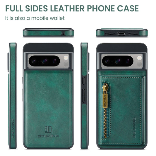 For Google Pixel 8 Pro DG.MING M5 Series Zip RFID Multi Card Detachable Leather Phone Case(Green) by DG.MING