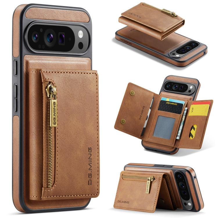 For Google Pixel 9 Pro XL DG.MING M5 Series Zip RFID Multi Card Detachable Leather Phone Case(Brown) by DG.MING