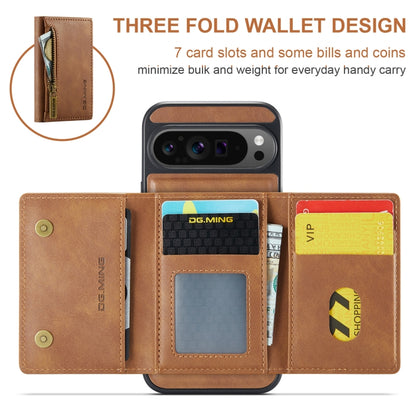For Google Pixel 9 Pro XL DG.MING M5 Series Zip RFID Multi Card Detachable Leather Phone Case(Brown) by DG.MING
